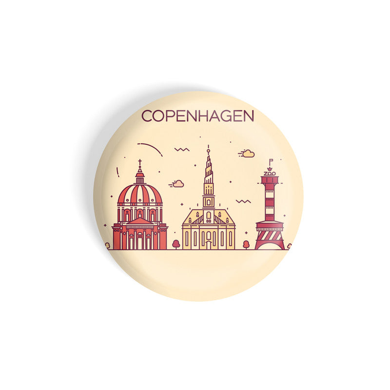 dhcrafts Round Fridge Magnet Brown Color Copenhagen Glossy Finish Design Pack of 1 (58 mm)